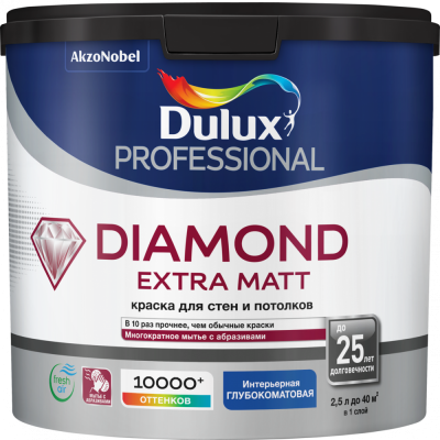 Diamond Extra Matt Dulux Глубокоматовая краска повышенной износостойкости для стен и потолков