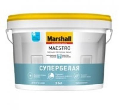 Глубокоматовая краска для потолков и стен Marshall Maestro белый потолок люкс
